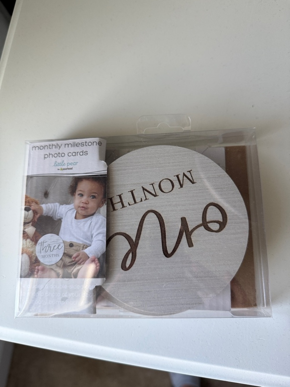 Monthly Milestone Photo Cards - Neutral Wood Grain